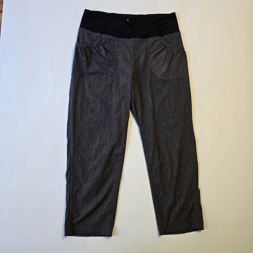 Prana Womens Summit Capri Pants Gray Black Size M Pull-On Pockets Hiking Casual